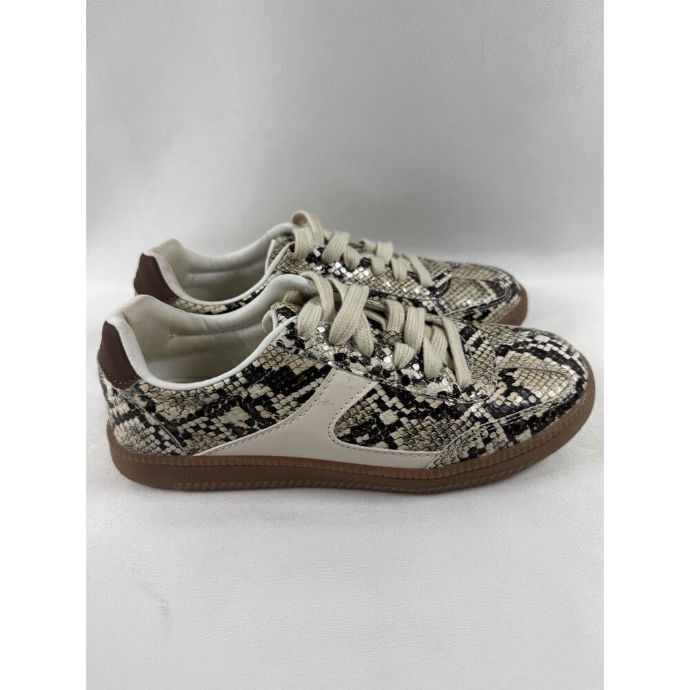 Women’s Snake Print Sneakers Size 6.5 Beige Brown Casual Fashion Shoes